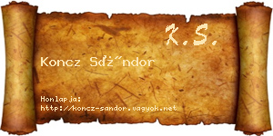 Koncz Sándor névjegykártya